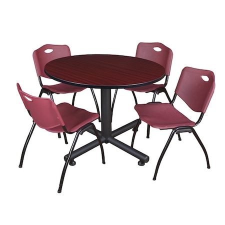 Kobe Kobe Round Table & Chair Set, Wood, Metal, Plastic Top, Mahogany TKB48RNDMH47BY